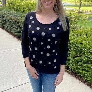 Karen Scott Petites black, long-sleeved top in size Petite XL